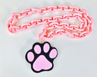 Pastel Cat Paw Chunky Kawaii Necklace