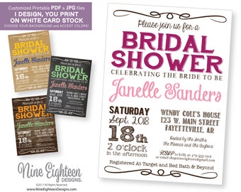 Pastel Flower Bridal Shower Invitation customized 5x7