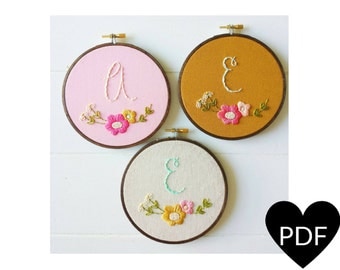 Embroidery Pattern, PDF Pattern, Monogram Hand Embroidery Pattern, Instant Download PDF, Printable Stitching Pattern