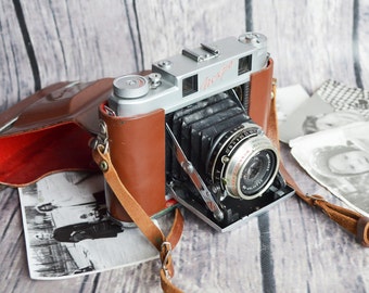 Very Rare ISKRA Soviet Vintage Camera Agfa Isolette copy, Vintage USSR Medium Camera 6x6, Industar-58 Lens, Cool Vintage Condition