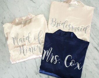 Bridesmaid robes, Bridesmaid gift, Maid of Honor robe, Mrs. robe, bridal robe, bridal party robes, wedding shower gift