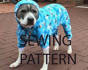 Dog pajama pjs *digital* download SEWING pattern for larger chested breed dogs, pitbull etc. Tutorial for adjusting and printing too.
