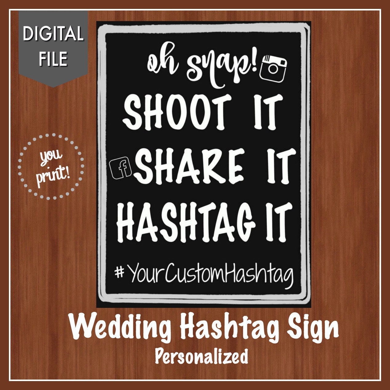 Custom Hashtag Sign Social Media Hashtag Sign Digital