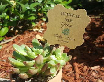 Personalized Favor Tags with stick 2x2", Wedding tags, Thank You tags, Gift tags, baby Shower, let love grow, watch me grow, (oneside only)