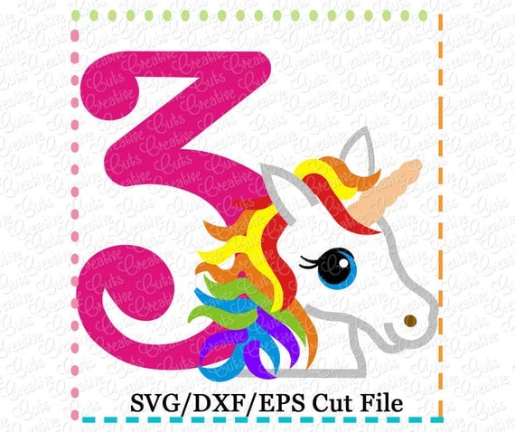 Download Rainbow Unicorn 3rd Birthday SVG Cutting File unicorn svg