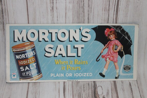 Items similar to Morton Salt Label Vintage Retro Advertising Items similar to Morton Salt Label Vintage Retro Advertising