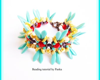 Beading tutorial. Beading pattern. Bracelet tutorial. Instant download. Pdf file. Bracelet pattern.