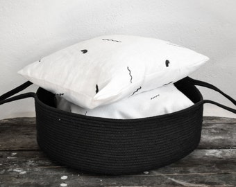 Cotton rope basket, Rope basket, Storage basket, Large basket, Black basket, Woven basket, Laundry basket