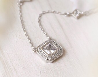 Swarovski Silver Wedding Jewelry Bridal Necklaces Silver Bridal Accessories Jewelry for Bride Silver Crystal Jewelry Necklace N329S