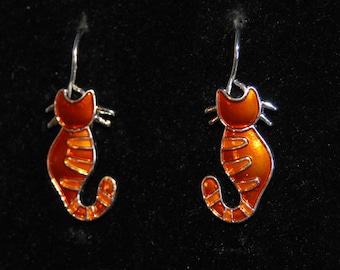 Vintage Kitty Cat Sterling Earrings Feline #BKC-KERNG122