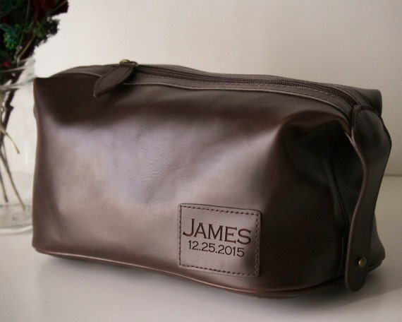 Personalized Groomsmen Gifts Mens Toiletry Bag by woodstockin