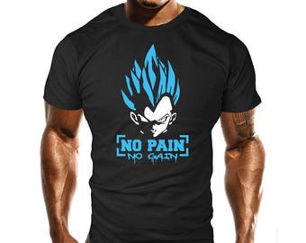 New Vegeta No Pain No Gain Mens T-Shirt / Casual / Cool / Gym / Fitness / Workout / Fashion Tees