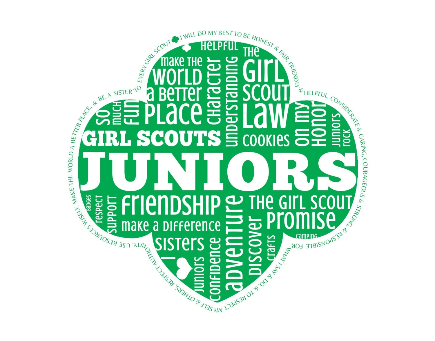 Juniors Girl Scout Word Art Digital Image DIY