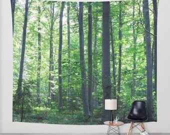 SALE wall tapestry, oversized wall art, forest tapestry, tree tapestry, bohemian wall tapestry, nature tapestry, green tapestry