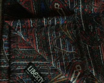 Vintage authentic large Liberty of London colorful paisley wool scarf wool Made in England