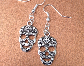 Sugar Skull Earrings, Day-of-the-dead Earrings, Dia de los Muertos Jewelry
