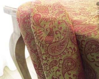 Linen floral tablecloth- Luxurious vintage style table tablecloth-Olive green red large small floral tablecloth