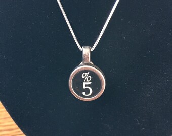 Antique Typewriter Key Necklace - Number 5