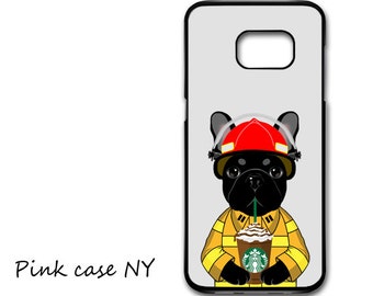 Galaxy S8/ S8 Plus/ S7/ S6/ S5/ S4, Galaxy S7 Edge, Galaxy Note 7/ 6/ 5/ 4/ 3 - I love starbucks - French Bulldog - Firefighter Costume