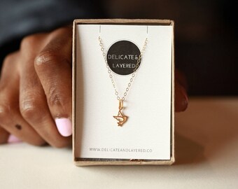 Bird Necklace, Dove Necklace, Animal Necklace, Gold Dove Necklace, Gold Bird Necklace, Gold Dove, Delicate Bird Necklace, Dove