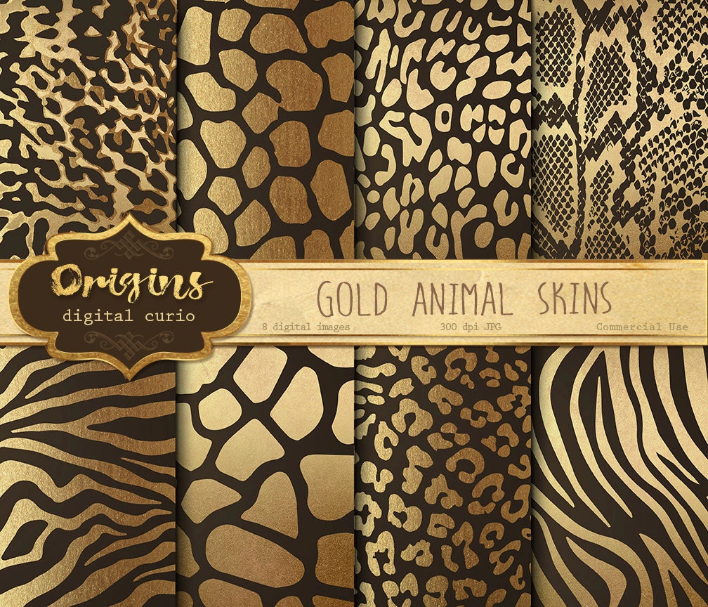 Gold Animal Skins digital paper African animal print