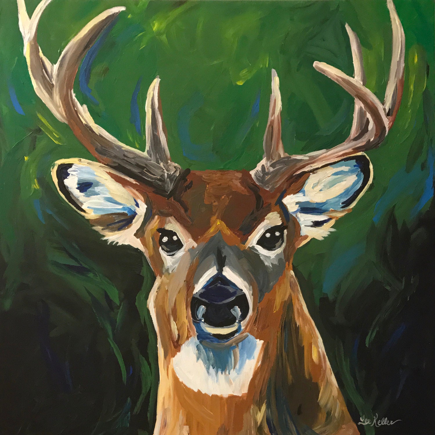 Deer Canvas art deer decor. Whitetail deer canvas print from