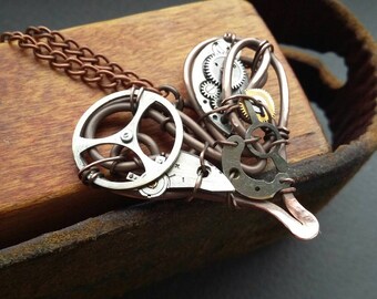 Mechanical heart necklace Steampunk jewelry