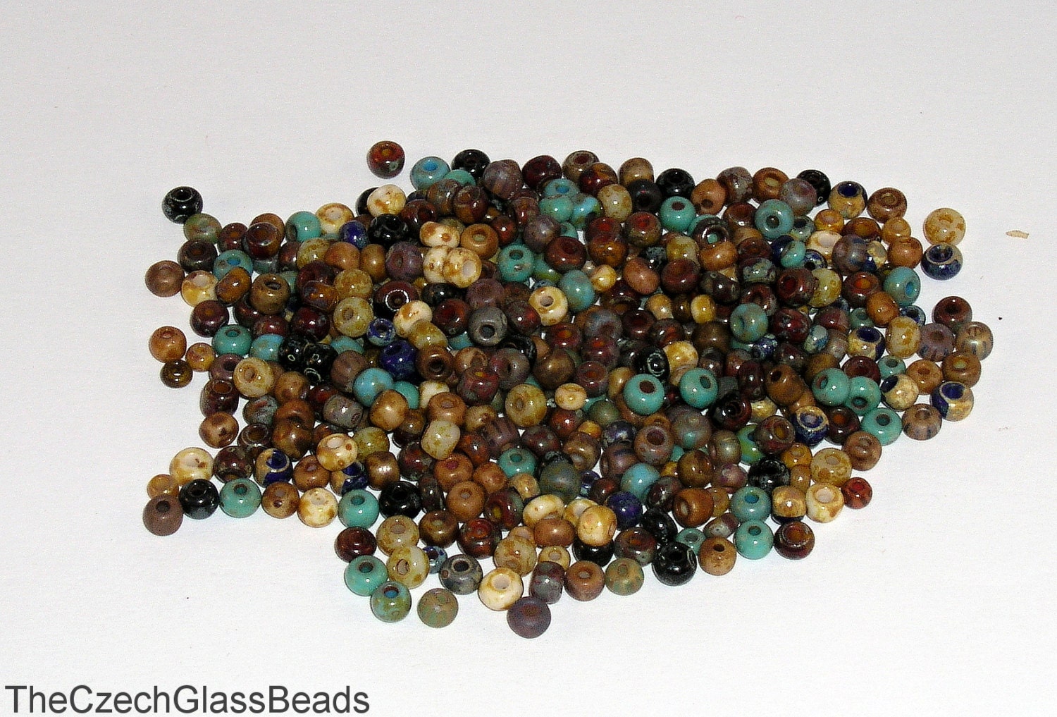 5g Original Czech Seed Beads 6/0 Stripe Mix 2 Travertine