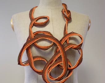 Artsy linen necklace. One-of-a-kind.