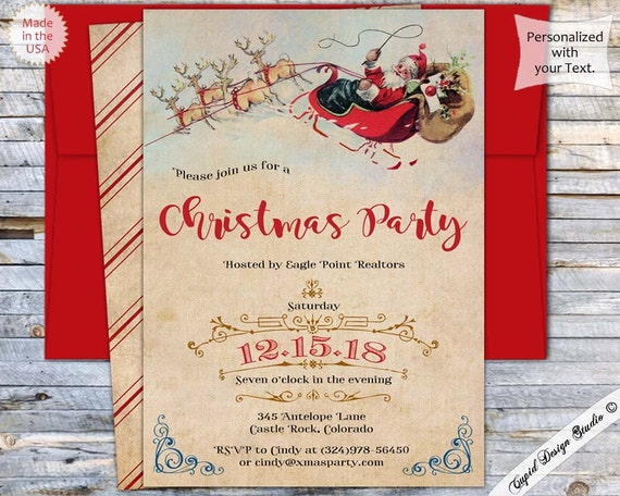 Items similar to vintage traditional christmas invitations Custom ...