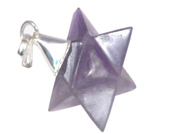 WholesaleGemShop-Amethyst Merkaba Star - Healing Chakra Balancing Pendant AA+ With Free Shipping with Free Shipping
