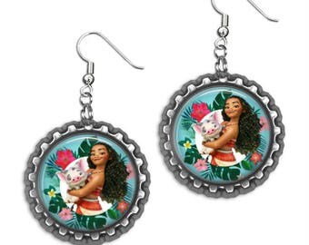 Disney Princess MOANA 3D Bottle Cap Earrings (Choose Any Shop Image!)