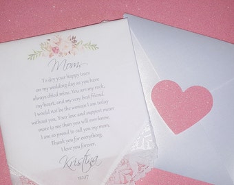 Mother of the Bride Hankerchief-Wedding Handkerchief-PRINTED-CUSTOMIZED Mother of the bride Gift. BOHO weddings. Rustic wedding ideas