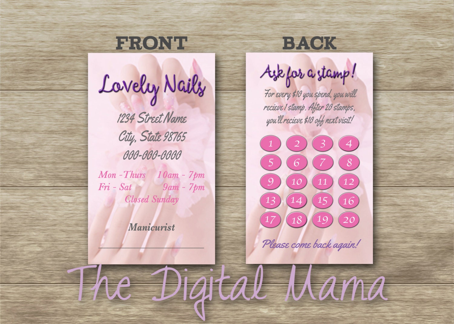 Nail Salon Loyalty Punch Card Nail Salon Business Card