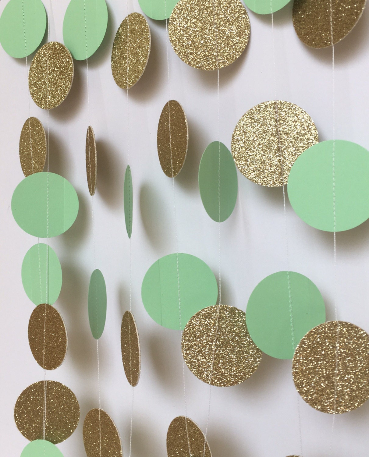 Mint Green and Gold Garland Paper Garland Mint Garland