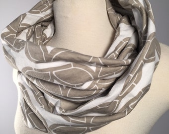 Light Grey Infinity Scarf, Organic Cotton Jersey Knit, Circle Scarf, Cowl Scarf, Fashion Accessory, Teacher Gifts, Gift for Her