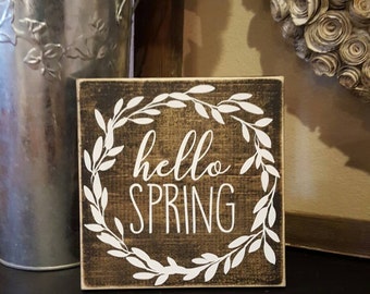 Bloom Wood Sign Spring Decor Hand Painted Wood Sign Spring