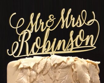 Personalized MR&MRS Wedding Cake Topper, Wedding Cake Decor, Anniversary - Bridal Shower - Wedding Gift, Valentine Day Cake Topper