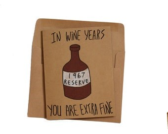 50th birthday card/ funny 50th birthday card/ customizable birthday card/ 1967 birthday card wife/ 50th birthday gift/ wine birthday card