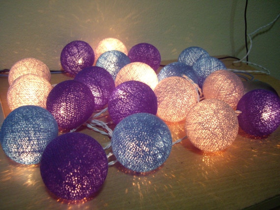 20 Blue Tone Cotton Ball String Lights for Bedroom Baby room