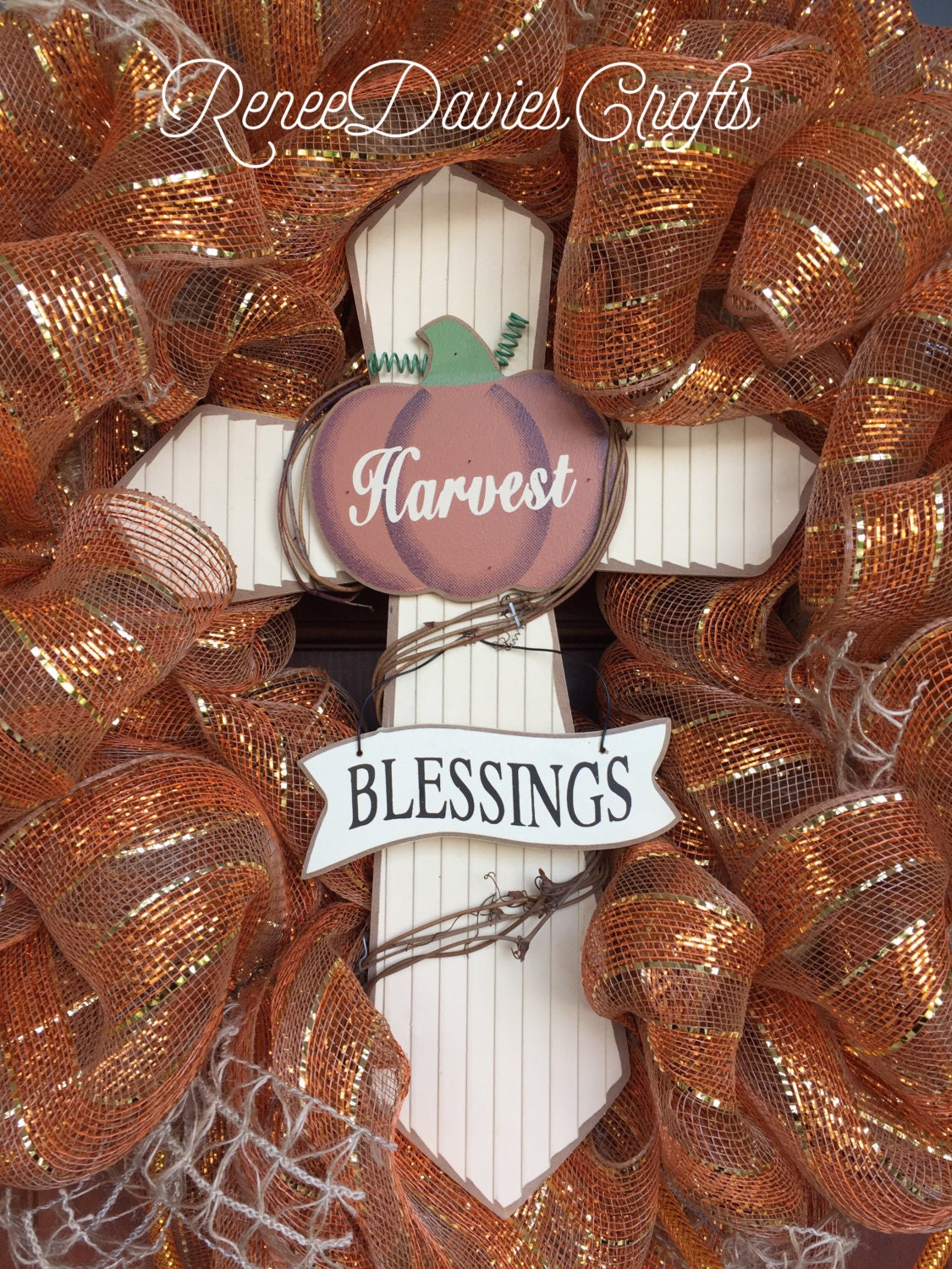 Fall wreath/ faith/ Cross wreath/ by ReneeDaviesCrafts on Etsy