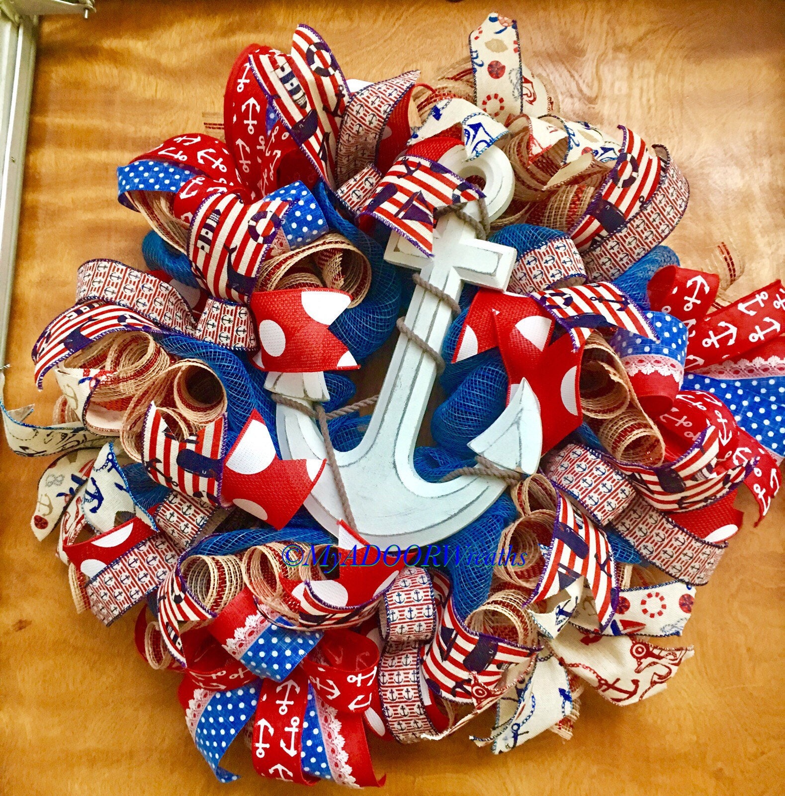 Nautical Anchors Wreath Summer Wreath Anchor Deco Mesh