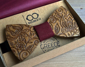 Handmade Wooden Bow Tie | Sizes for Adult, Child and Baby | Adjustable Elastic Strap |Walnut wood|Wooden Bowtie | Made in Crete-Greece