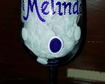 Personalized Custom 19 oz hand painted wine glasses