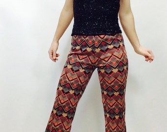 Vintage high waisted pants vintage disco pants 70s bellbottoms knit bellbottoms highwater pants 70s cropped pants cropped bellbottoms size 2