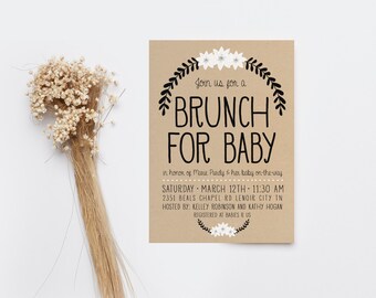 Baby Shower Brunch Invitation, Simple, Boho, Gender Neutral Invitation, Printable (315)