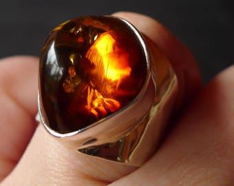 Amber ring | Etsy