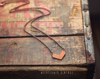 Chevron Geometric Arrow Necklace | Copper Boho Layering