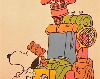 1966 Snoopy the Camper Matted Vintage Print Charlie Brown