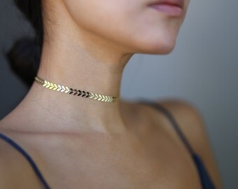 Chevron Choker Necklace // Chain Necklace // Bohemian Choker Necklace // Coachella Festival Necklace